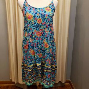 Qearal Boho Floral Printed Dress Small